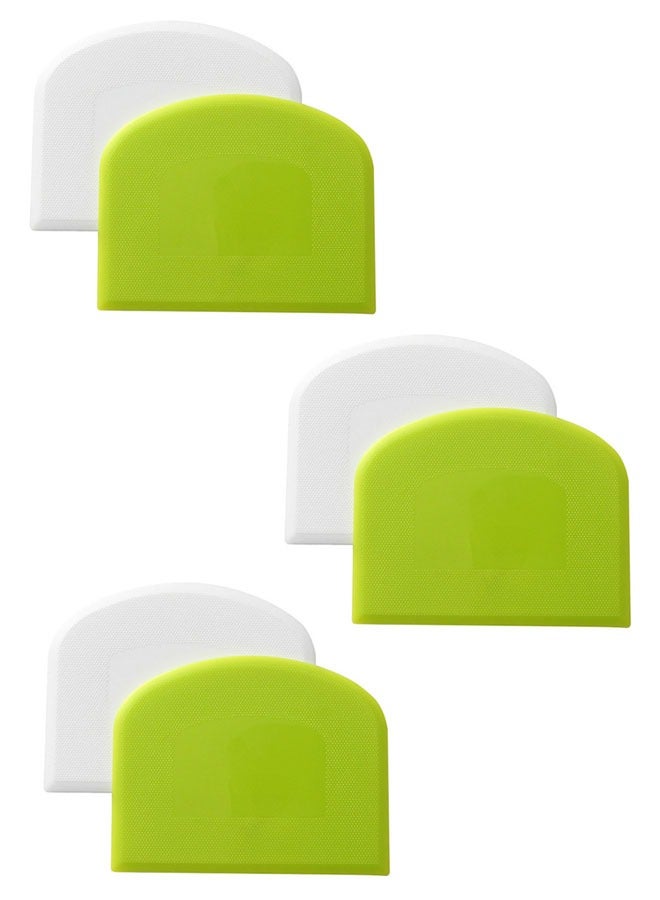وهاواي 6Pcs Plastic Dough Scraper Bowl Scraper Food-safe Dough Cutter Flexible Plastic Scraper Bench Scraper Multipurpose Food Scrappers for Dough, Bread, Cake, Cream, Fondant(White+Green)  - Image 1