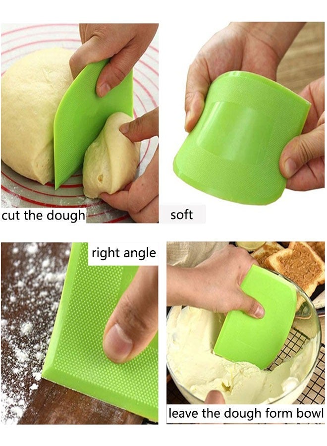 وهاواي 6Pcs Plastic Dough Scraper Bowl Scraper Food-safe Dough Cutter Flexible Plastic Scraper Bench Scraper Multipurpose Food Scrappers for Dough, Bread, Cake, Cream, Fondant(White+Green)  - Image 2
