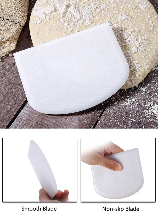 وهاواي 6Pcs Plastic Dough Scraper Bowl Scraper Food-safe Dough Cutter Flexible Plastic Scraper Bench Scraper Multipurpose Food Scrappers for Dough, Bread, Cake, Cream, Fondant(White+Green)  - Image 3