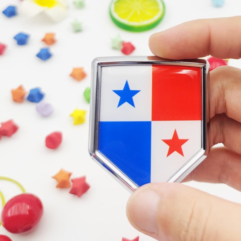 Overdecor Panama Flag Decal Stickers Car Emblem Panamanian Car Accessories Decorations Chrome Shield Flag Sticker Decals for Cars Truck Vehicles, 2 Pack - Image 2