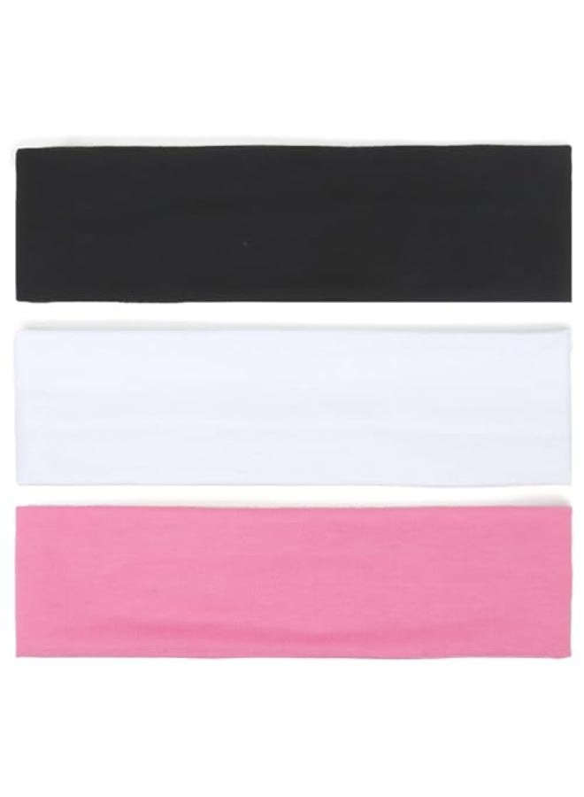 TERSE Headbands for Women Pink White Head Band Black Hair Bands for Womens Hair Non Slip Thick Headband Stretchy Sweatbands Headbands for Yoga Workout Every Day Basic Fashion Accessories for Women - Image 1