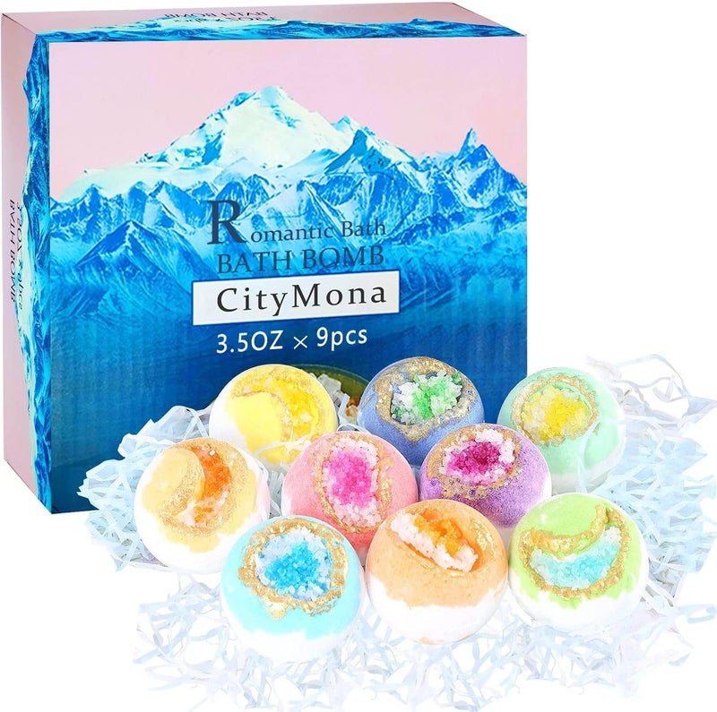 Cost effective fine quality Beauty Bath Bombs Gift Set - 9 Pack Natural Bath Bombs with Sea Salt & Essential Oils, 100g Each for Moisturizing Skin, Relaxation and Stress Relief Cost saving user oriented build - Image 1