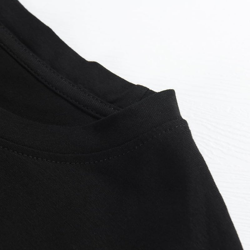 PRIMODA Womens Oversized Short Sleeve T Shirts Trendy Crew Neck Loose Workout Tee Casual Summer Tops Cotton(Black L) - Image 4