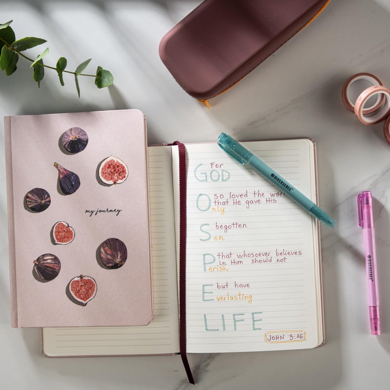 DIVERSEBEE Hardcover Lined Journal Notebook, Medium A5 (5.8 x 8.3 inches), 192 Pages, Thick Paper, Aesthetic Journals for Writing, Office School Bible Journaling Supplies (Figs) - Image 3