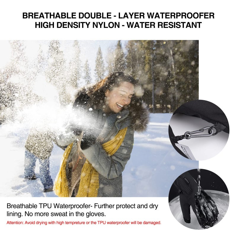 krosa -10℉ Winter Gloves Men Women, 10 Touchscreen Fingers Snow Ski Gloves, Waterproof Cold Weather Gloves - Image 4