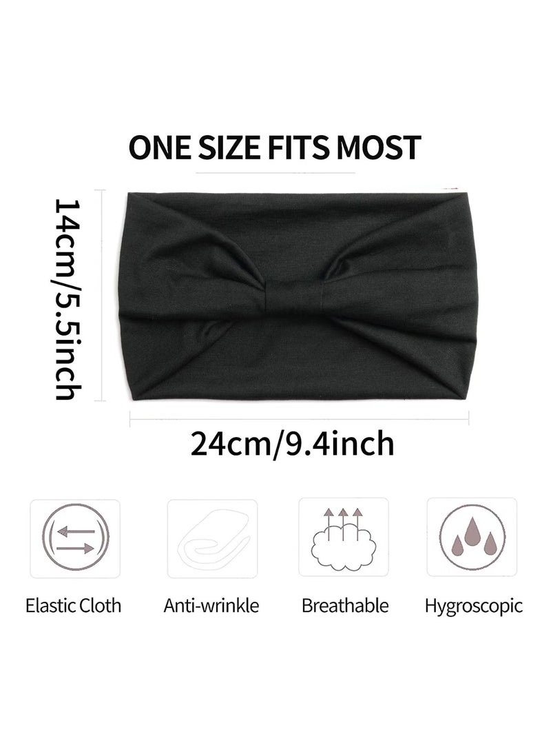 دان كولين 4Pcs حزام الشعر الرياضي واسع النطاق ، غطاء رأس مرن الأنيق النقي ، حزام شعر سميك على الطراز البوهيمي ، رياضة اليوغا الحجاب الكبيرة حزام الشعر  - Image 2