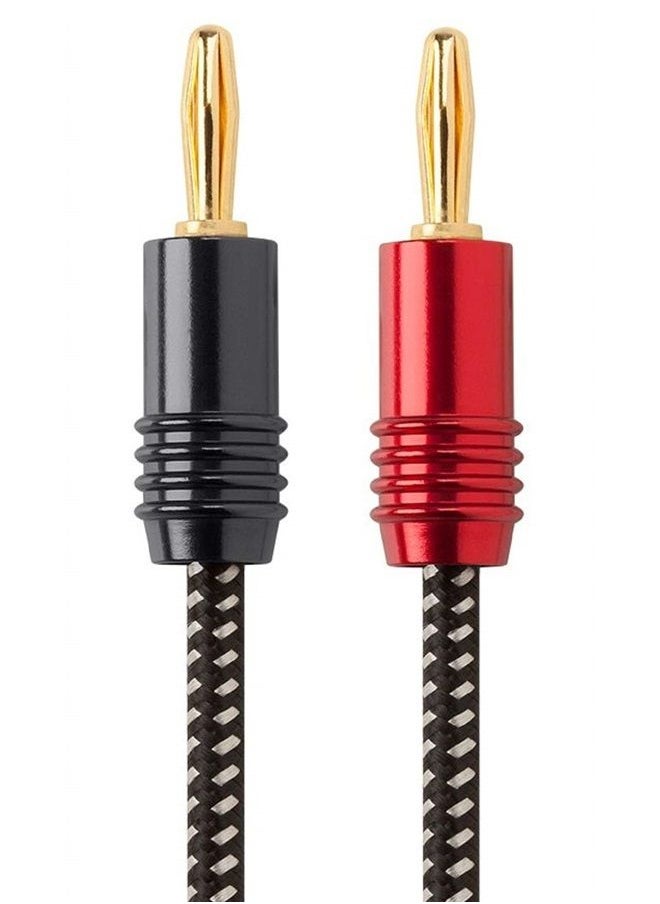 Monoprice Premium Braided Speaker Wire 14AWG - With Gold Plated Banana Plug Connectors - Affinity Series, 1 Pack, 6 Foot Red/Black  - Image 1