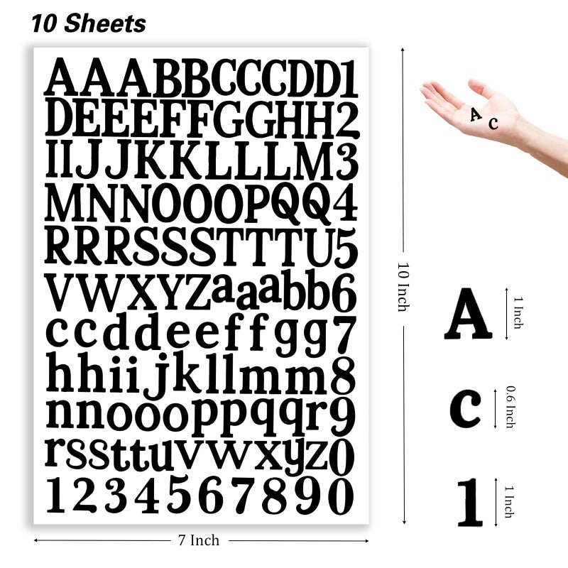 FSiyouda 10 Sheets Black Vinyl Letter Stickers, 1200 Pcs Self-Adhesive Number and Alphabet Stickers, Mailbox Numbers for Signs, Windows, Doors, Home, Business, Address Numbers, 1 Inch - Image 2