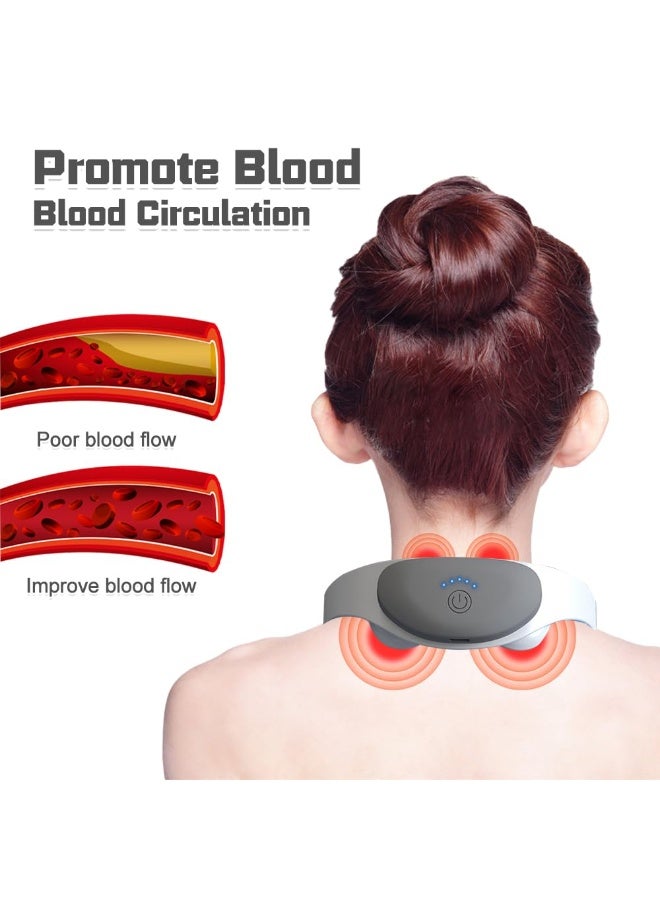 جهاز تدليك للرقبة مع خاصية النبض وخمس مستويات شدة مع تدفئة، لتحفيز نقاط الوخز، مثالي للمنزل والمكتب والسفر - Image 2