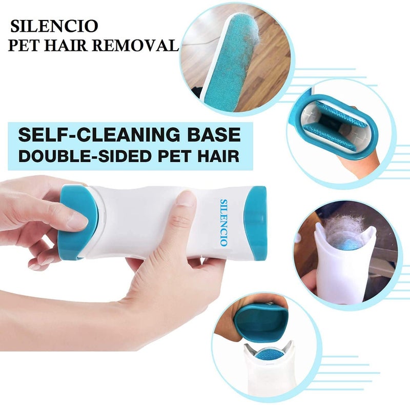 SILENCIO Pet Hair Remover - Double-Sided Standard-Size, Travel Pet Hair Removal Brush, Self-Cleaning Base - Remove Cat and Dog Fur, Lint, Fluff from Carpet, Car Seat, Couch, Clothing, Bedding, Fabric - Image 4