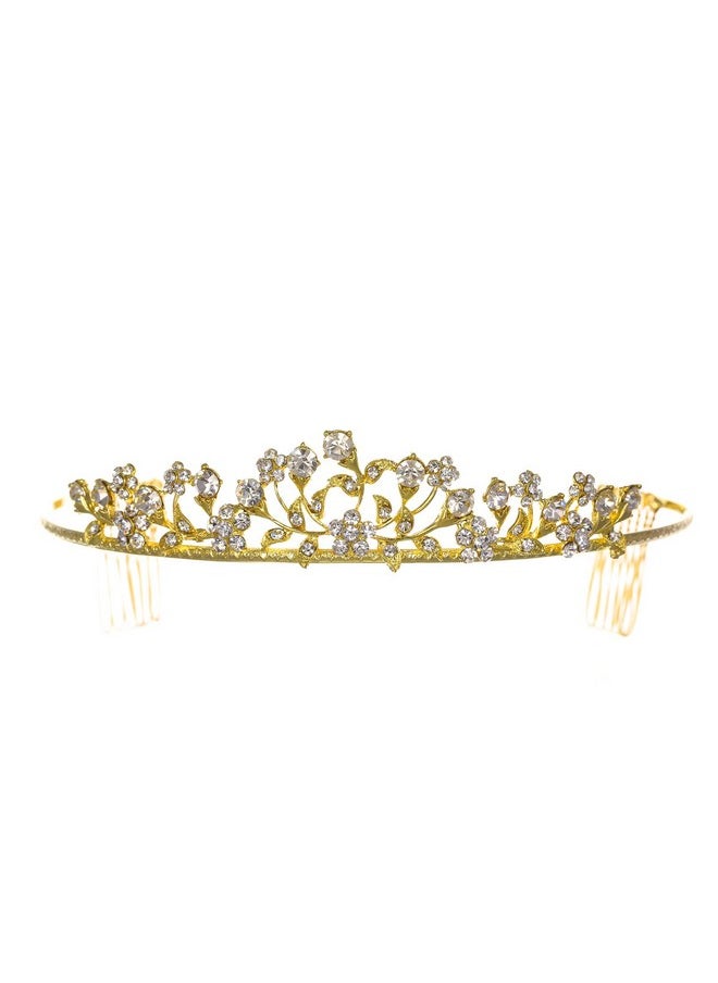SAMKY Gold Bridal Tiara Crown With Rhinestone Wedding Headpiece Bride'S Crystal Hair Accessories For Woman  - Image 1