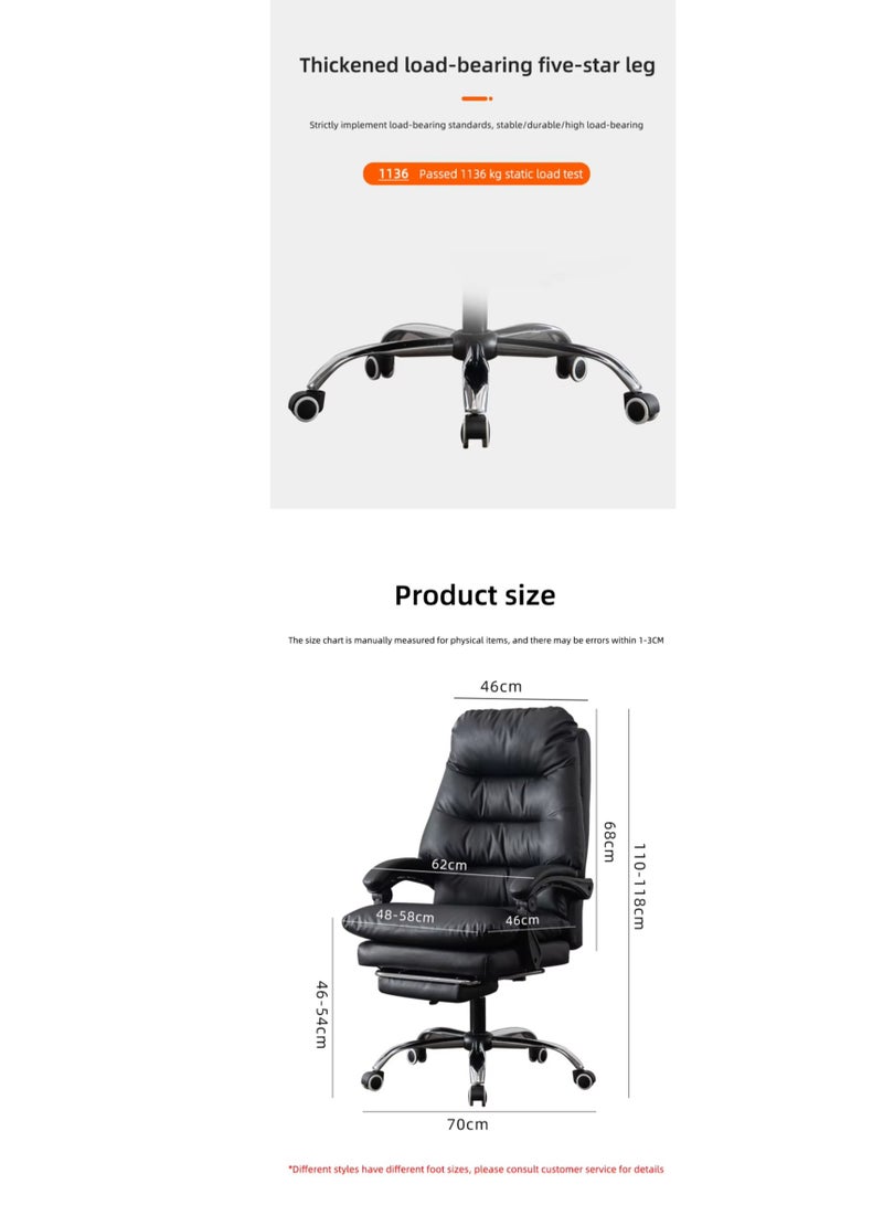 Desk Chairs with Wheels and Arms High Back,Office Chair Ergonomic Desk Chair Comfort Adjustable Height,Executive Office Chair Big and Tall with Foot Rest, Office Chair Recliners 165 Degree Adjustable - Image 2