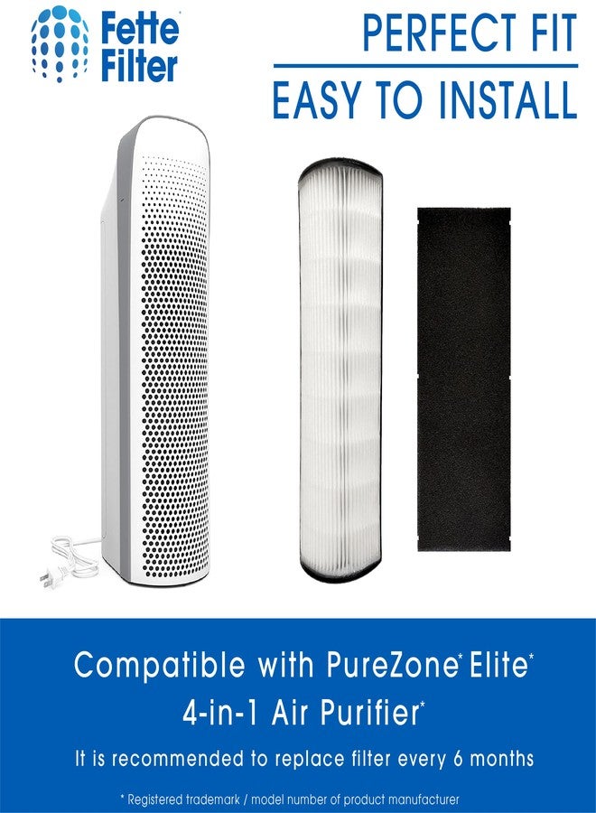 فيتي فلتر فلتر Fette - فلتر بديل حقيقي HEPA من PEAIRTWR لجهاز تنقية الهواء PureZone Elite 4-IN-1 البرجي PEAIRTWR (HEPA + فلتر مسبق واحد، عبوة واحدة) - Image 4