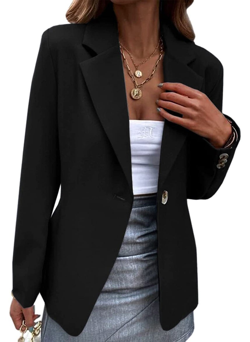 Generic 2022 Womens Casual Long Sleeve Blazer Black  - Image 1