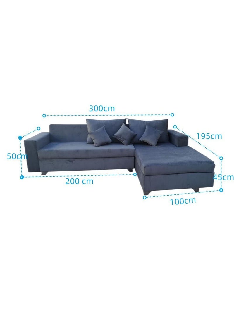 AAF FURNITURE New Designs Light Luxury Modern L Shape Fabric Sofa Furniture for Livingroom Without Pillow 5 Seaters Grey 300x195x50  - Image 4