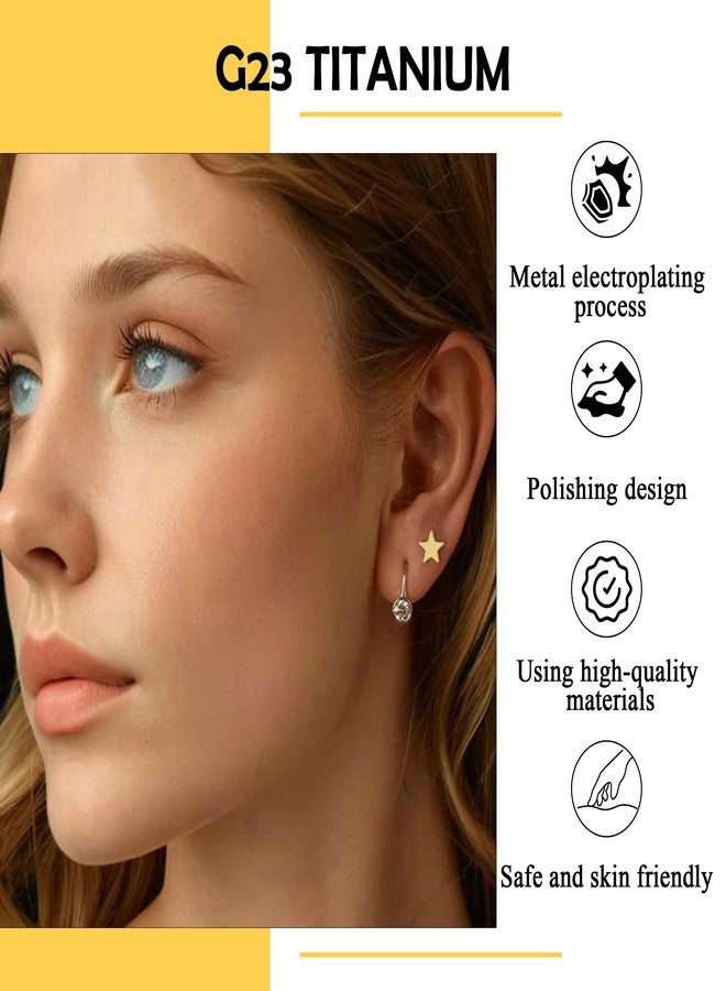 BLISI Titanium Flat Back Earrings Star Earrings Gold 20G Hypoallergenic Star Studs for Sensitive Ears Screw on FlatBack Nap Earrings, Cute Classic Jewelry Present for Women & Men Spring Easter Jewelry - Image 3
