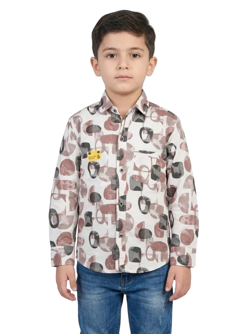 babyqlo Boys Pink Geometric Printed Casual Shirt