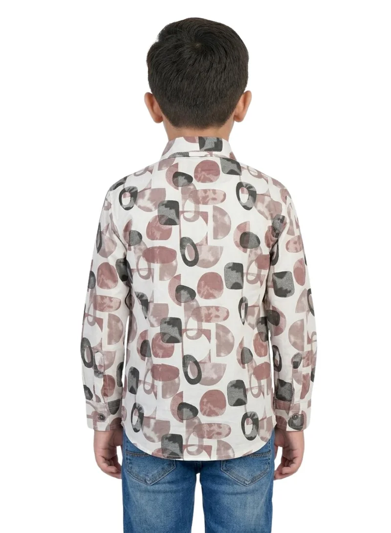 babyqlo Boys Pink Geometric Printed Casual Shirt