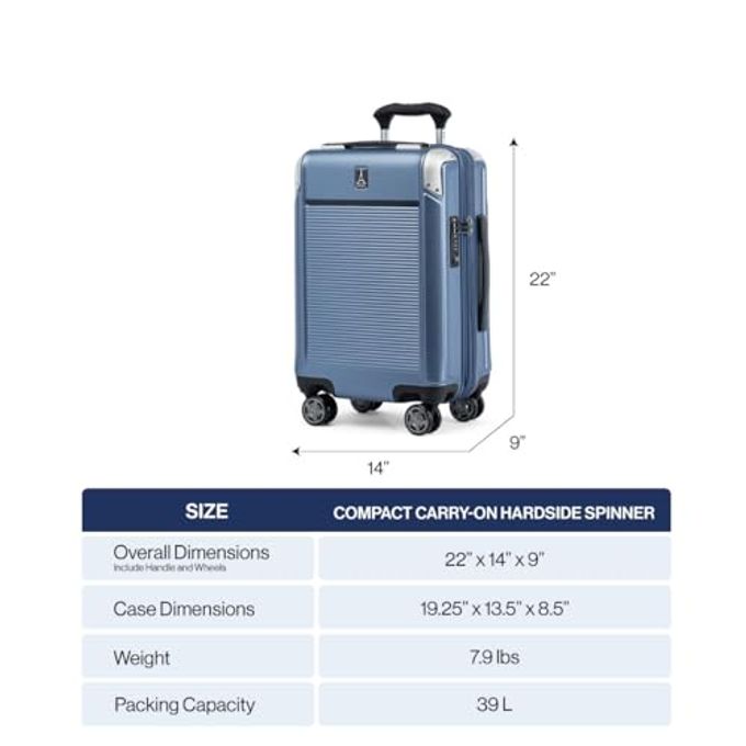 Travelpro Platinum Elite Hardside Expandable Carry On Luggage, 8 Wheel Spinner, Tsa Lock, Hard Shell Polycarbonate Suitcase, True Navy Blue, Compact Carry On 20-Inch - Image 3