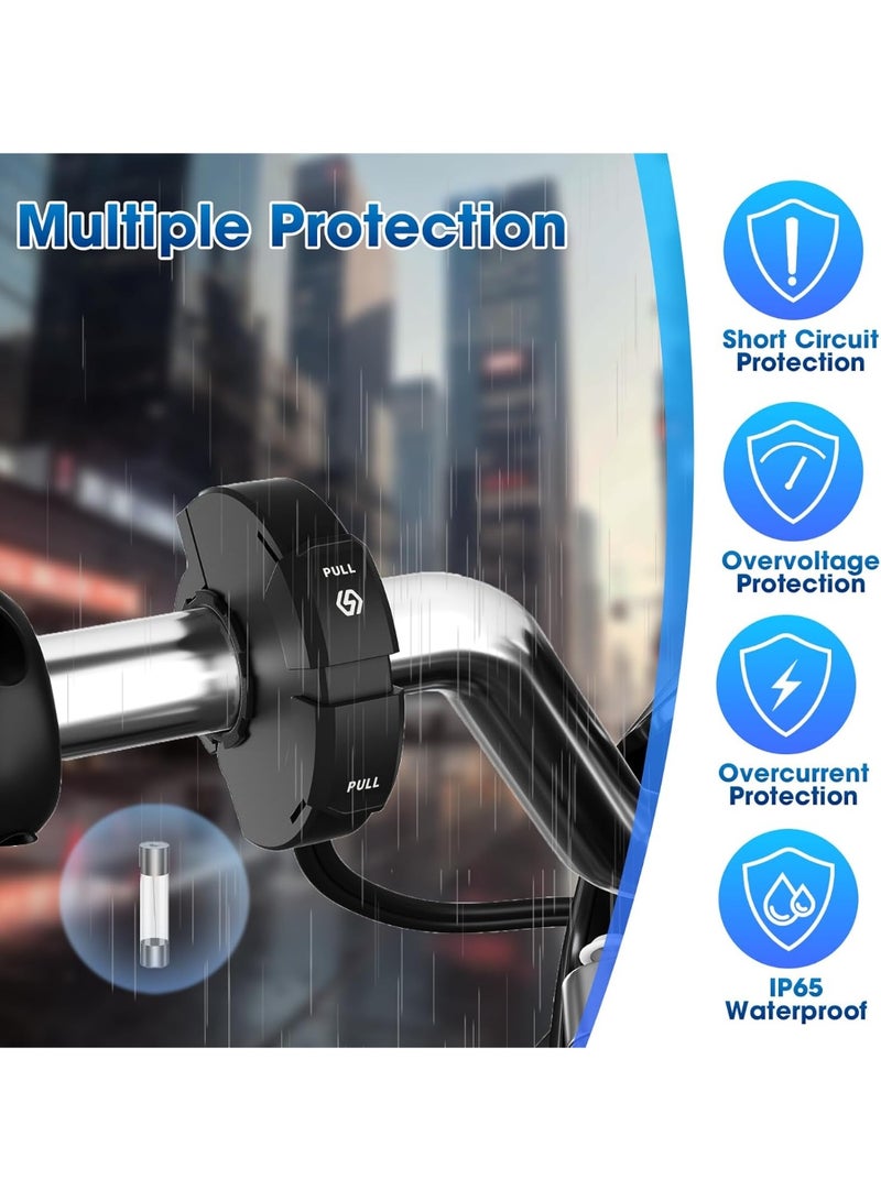 M MIAOYAN Motorcycle Phone Charger — 30W PD Type-C + 18W USB Fast Charging, Ultra-Slim SAE-to-USB Adapter, IP65 Waterproof, Motorcycle Accessory for Phones & Tablets - Image 5