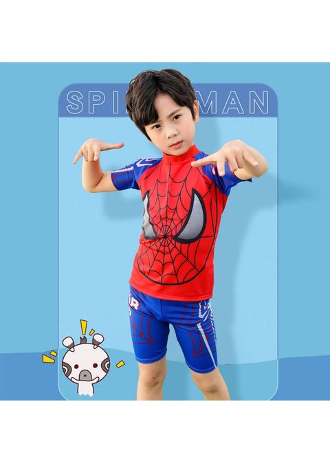 2 Piece Spiderman Swimsuit Swim Trunks Set Toddler Kids Training Quick Dry Swimwear