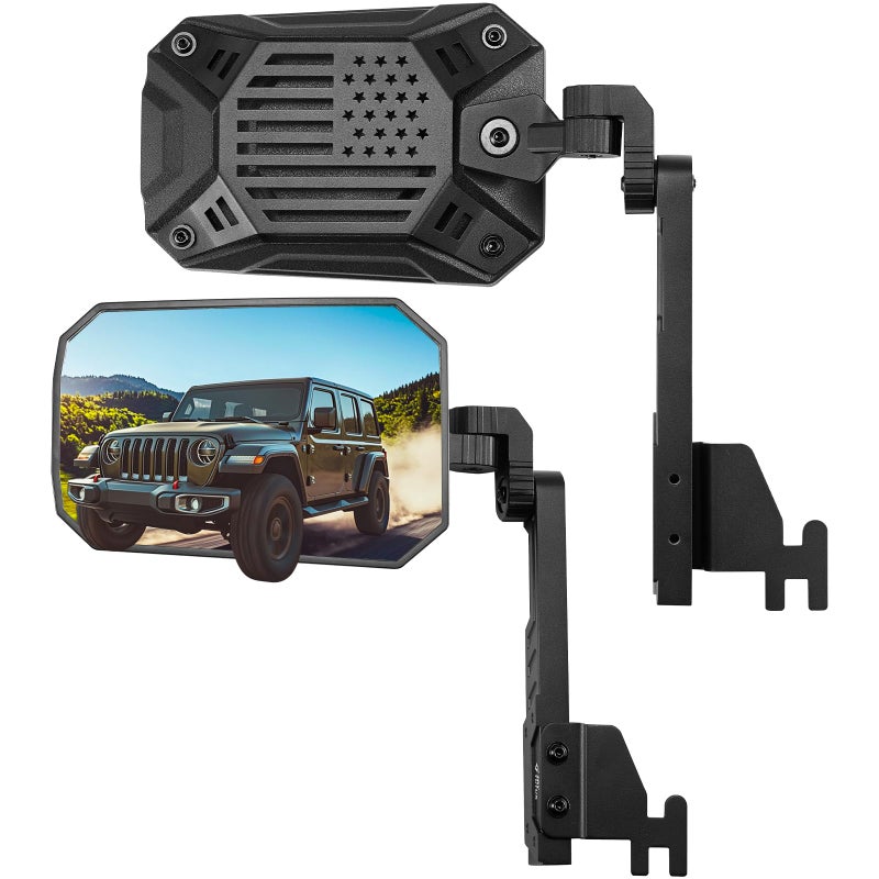 JOYTUTUS Mirrors Doors Off Compatible with Wrangler JK JL Gladiator JT Door Hinge Mirror Antishake Wide Vision Easier Install Doorless Side Quick Release Mirror