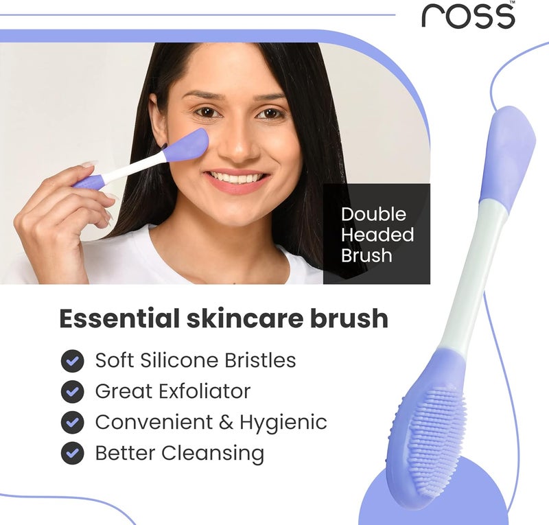 ROSS Silicone Face Mask Applicator & Lip Cleansing Brush Made With Ultra Hygienic Soft Silicone bristle for Gentle Exfoliation (Purple) - Image 4