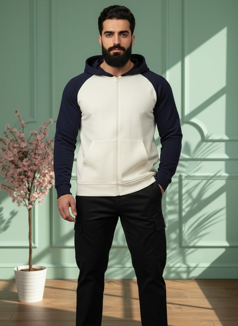 Celary Men's Colorblock Hoodie||Zip-Up Sweatshirt with Pockets ||Casual Cotton Blend Jacket for Men || Hoodie for Mens - Image 5