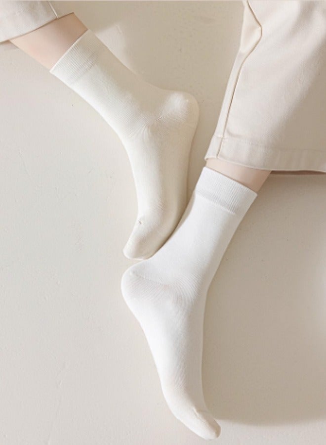 اثنين من أزواج من الأسود ، واثنين من أزواج من الرمادي ، زوج من الأبيض ، السيدات في منتصف أنبوب الجوارب ، امتصاص العرق ، والتهوية ، والراحة ، جوارب نسائية - Image 2