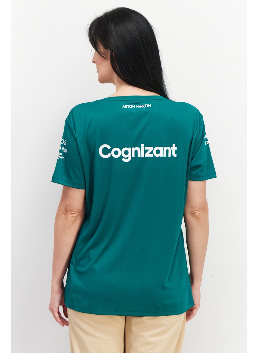 Aston Martin Women Crew Neck Short Sleeve Brand Logo T-Shirt, Green  - Image 2