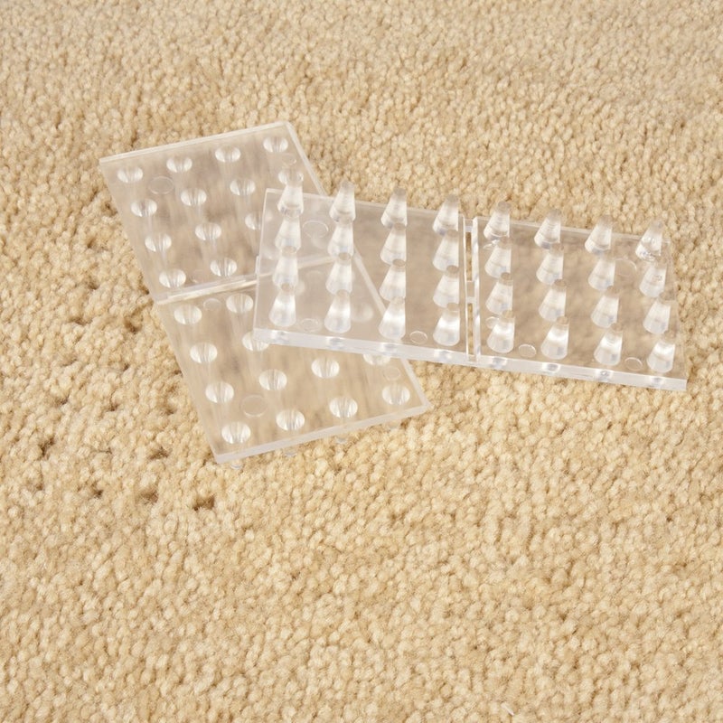 SoftTouch 4" Square Adhesive Anti-Dent Carpet Protectors with 3/8" Spiked Bottom, Self-Stick Spiked Furniture Pads for Tables, Beds, Sofas, Chairs, Set of 2, Clear - Image 3