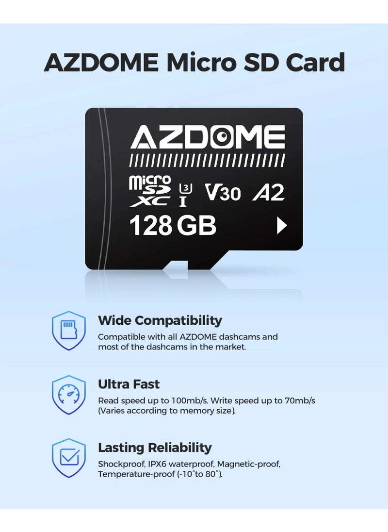 أزدوم بطاقة الذاكرة الأصلية AZDOME Micro SD الأصلية بسعة 256 جيجابايت لبطاقة الذاكرة عالية السرعة لمحولات كاميرا داش كاميرا AZDOME فئة 10 U3  - Image 1