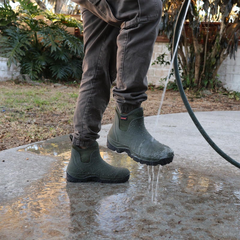 Showave Ankle Rain Boots Men Insulated Rubber Boots For Men Garden Waterproof Boot Mud Lightweight Booties For Farming Fishing Outdoor(Olive,Size 12) - Image 3