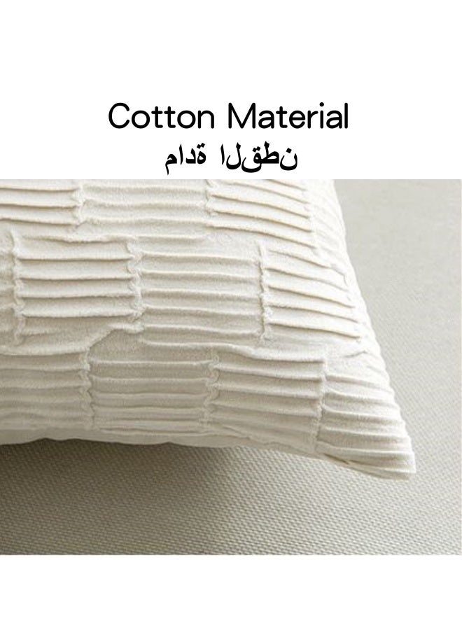 شبيلي طقم من 2 غطاء وسادة قطني، 18 × 18 بوصة لغرفة المعيشة أو الأريكة أو السرير أو أغطية الوسائد المزخرفة، غطاء وسادة مربع مخطط ناعم 45 × 45 سم، ديكور منزلي ريفي بوهو (أبيض)  - Image 4