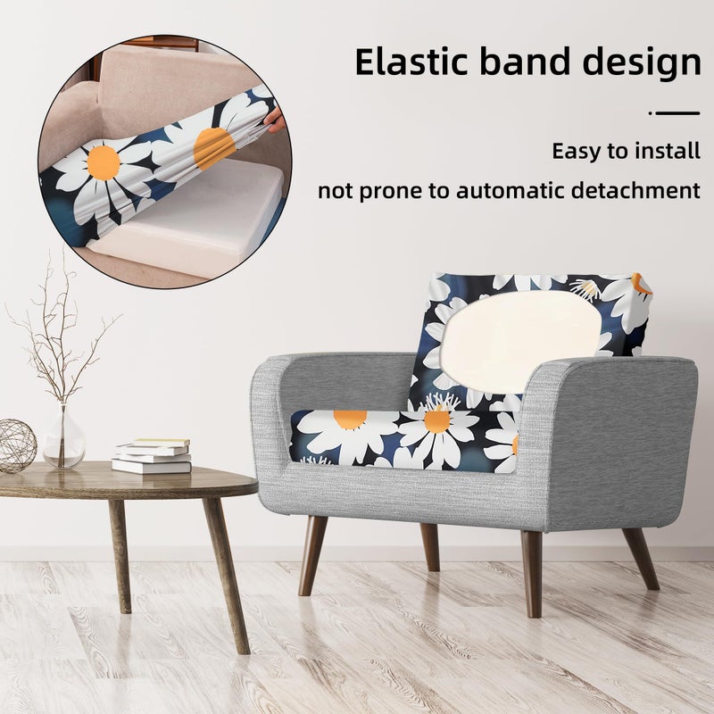 BIETYONE 8Pcs Stretch Patio Cushion Covers,Outdoor Couch Covers Replacement,Outdoor Couch & Sofa Slipcovers,for Patio Furniture Cushion Covers,Washable Reusable urniture Protector(Chrysanthemum,8PCS) - Image 5