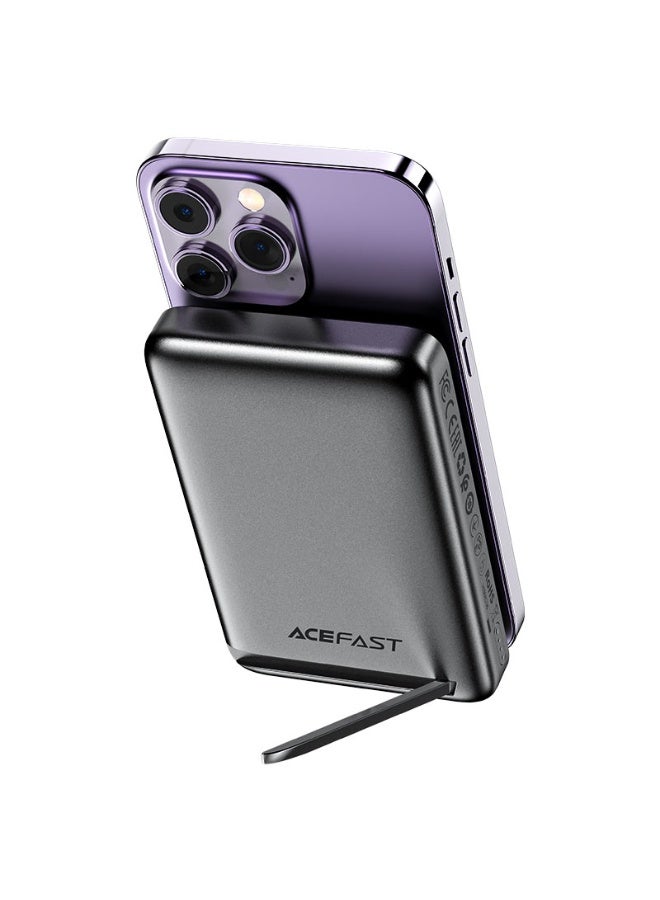 ACEFAST Power Bank 10000 Mah Magnetic Wireless Charger Fast Charging PD20W, USB-C Port, Foldable stand, LED indicator, Fast Charging - Black - Image 5