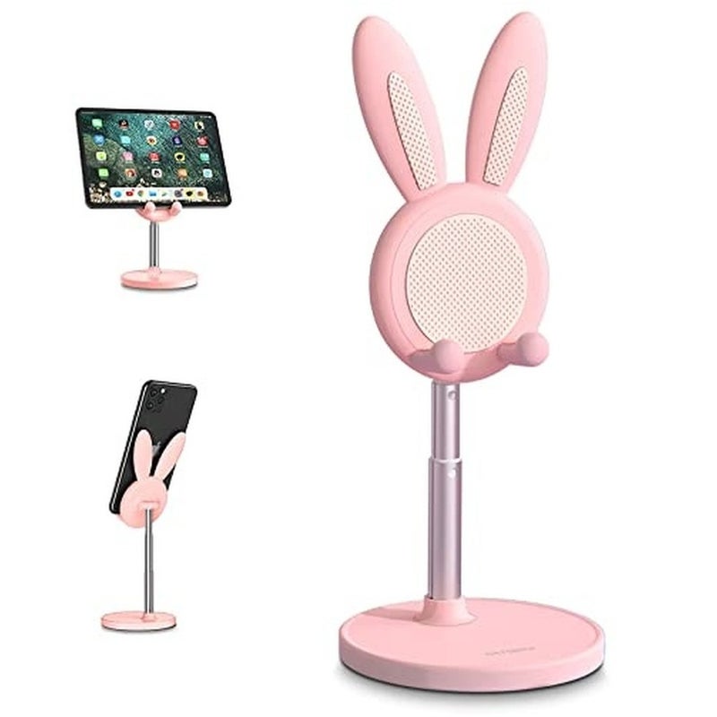 Levesica Phone Stand Angle Height Adjustable Bunny Phone Stand for Desk Pink - Image 1