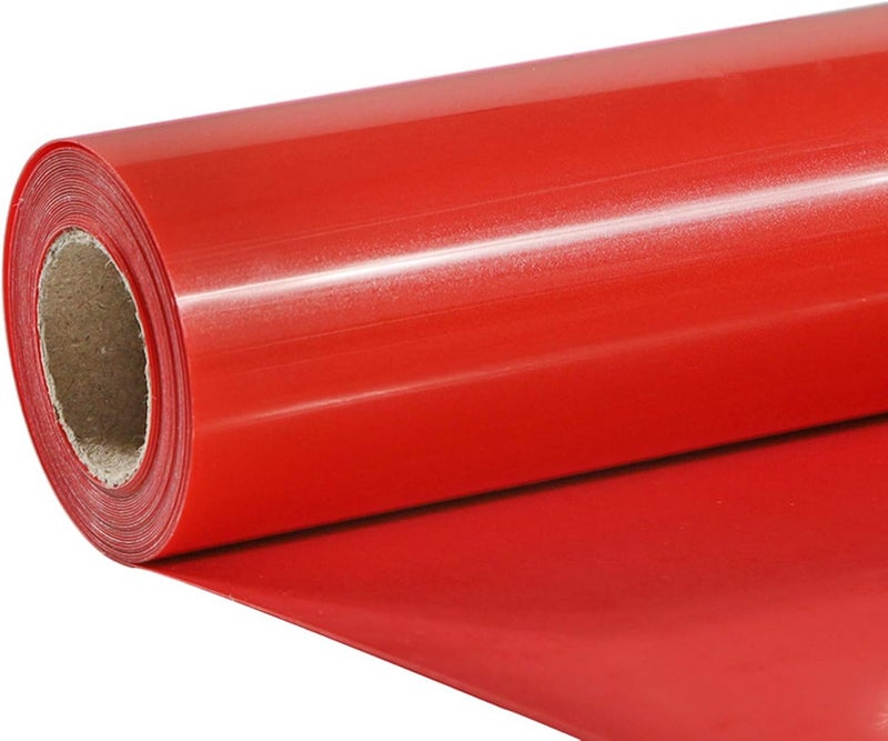 TUMIYA Red Heat Transfer Vinyl HTV Rolls, 12" x 8ft Red Iron on Vinyl for T-Shirt, Glossy Adhesive HTV Vinyl for Heat Press DIY Design Easy to Cut - Image 1