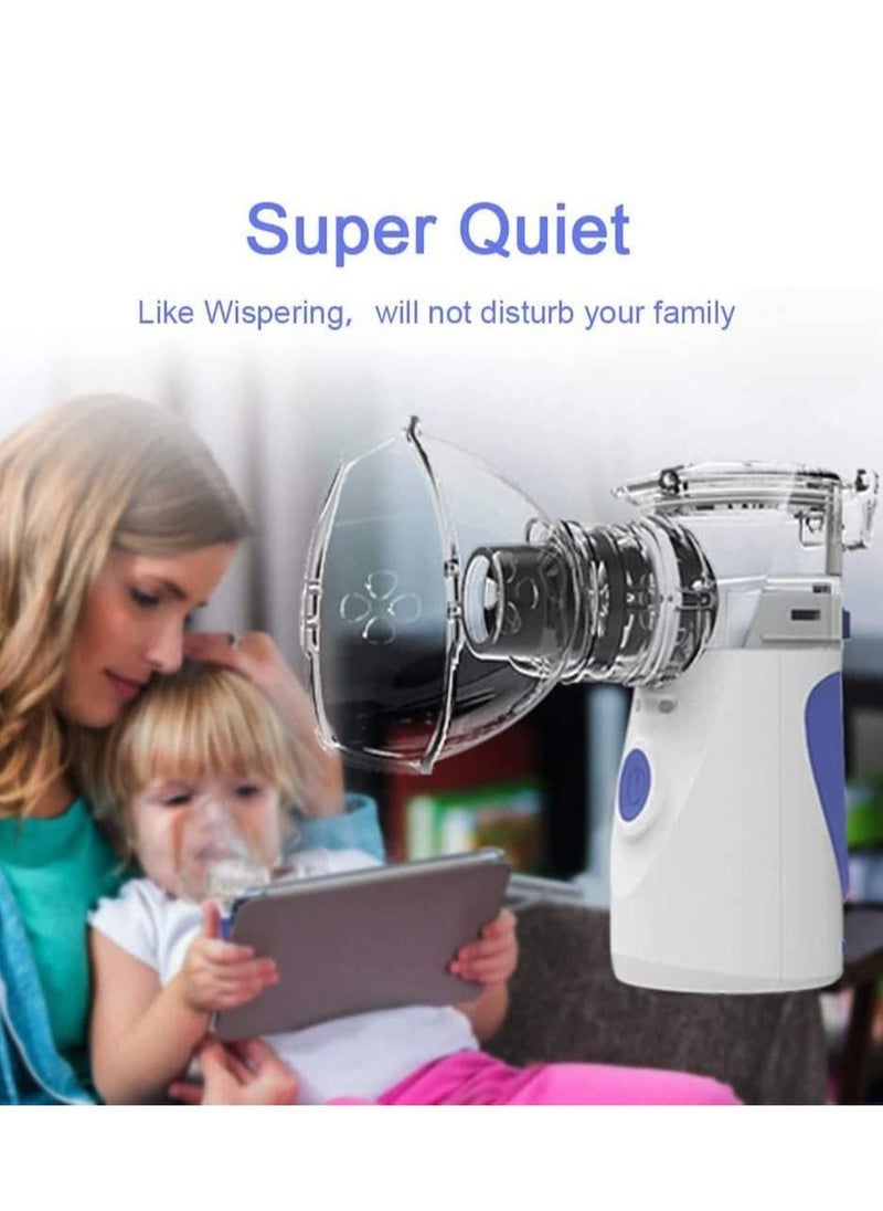 Generic - Portable Mini Atomizers Vaporizers Handheld Inhaler for Adults and Children,Ultrasonic Humidifier for Home and Travel Use, Steam Mesh Inhalators with Masks and Mouthpieces (Grey) - Image 1