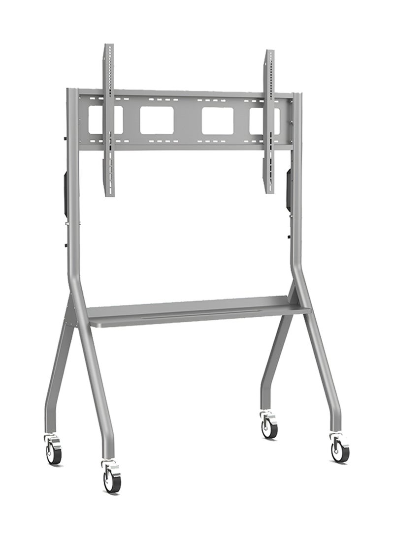 AL DARRA  AL WAQI Mobile TV stand for large screen sizes from 32 to 70 inches, model FS-404T, compatible with LCD, LED, OLED, and 4K flat and curved panels. Rolling TV cart with wide adjustable tilt, 80 kg load capacity, durable design, and swivel wheels. 