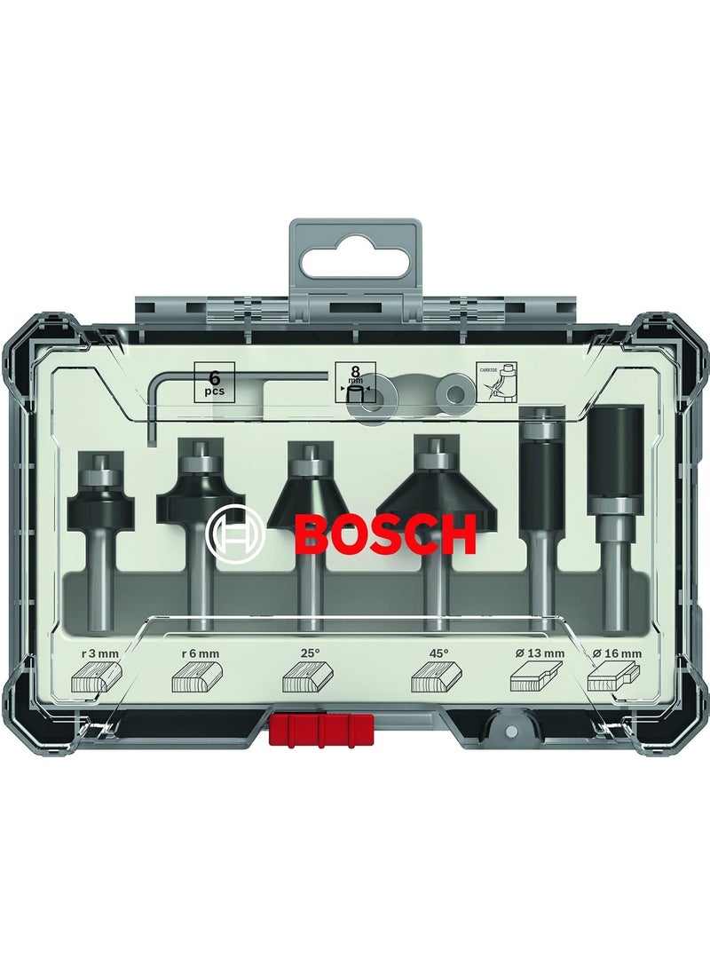 BOSCH - Bosch Professional 6 Pcs Router Bit Set With Trim Edging Bits 8Mm Shank Bits Suitable For Gof 130 Router - Image 1