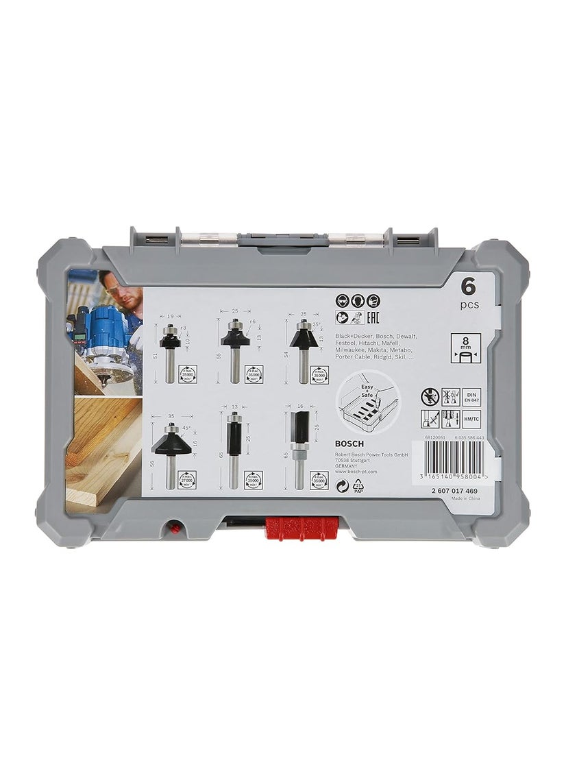 BOSCH - Bosch Professional 6 Pcs Router Bit Set With Trim Edging Bits 8Mm Shank Bits Suitable For Gof 130 Router - Image 1