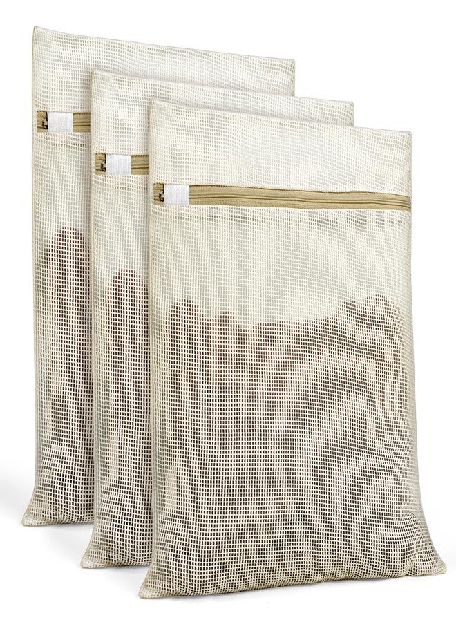 KWULP Natural Cotton Mesh Laundry Bags 12x16" 3-Pack,Gentle Wash for Lingerie, Baby Clothes & Travel Essentials - Image 1