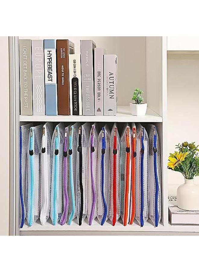 إي سي في في 12 قطعة من الحقيبة الشبكية ذات السحاب وحقائب الألغاز وحقيبة الألغاز لتنظيم تخزين الحروف مقاس A4 وحقائب ملفات بسحاب لألعاب الطاولة المدرسية واللوازم المكتبية 29 × 21 سم - Image 2