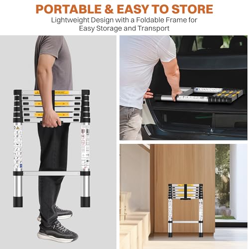 BonKaso VertiPro 2M(6.5Ft) Telescopic Ladder|Aluminum Ladder 7 Step|Multipurpose for Home & Outdoor use with Self Locking Mechanism|EN131 Certified Max Load Capacity of 150kg - Image 2