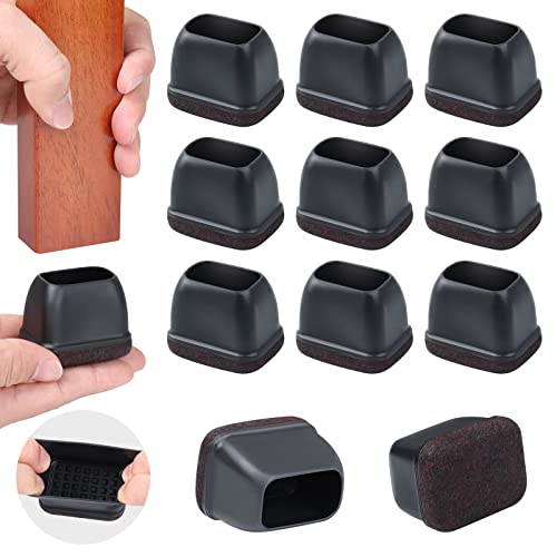 Ezprotekt 16 Pcs Rectangle Silicone Chair Leg Floor Protectors Felt Rectangle Black Furniture Leg Cap Covers for Chair Table Desk  Anti Scratches Fit L 1317 W 0912