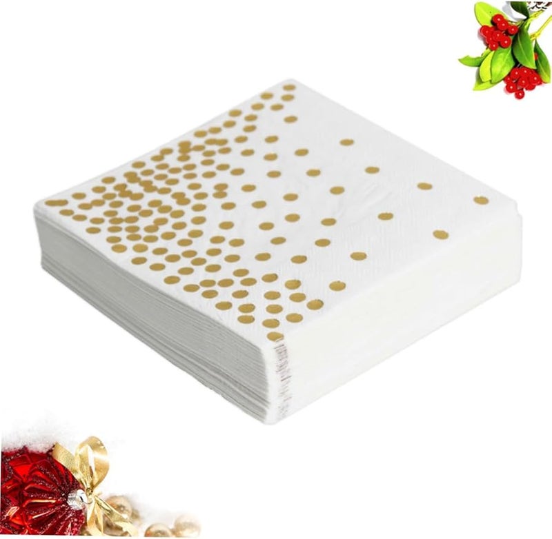 مناديل ورقية أنيقة منقوشة بنقاط ذهبية 20 قطعة للحفلات والأعراس والتجمعات - Image 5