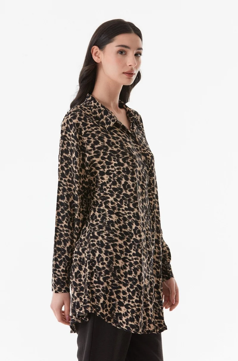فولامودا Fullamodest Leopard Patterned Plus Size Palazzo Suit