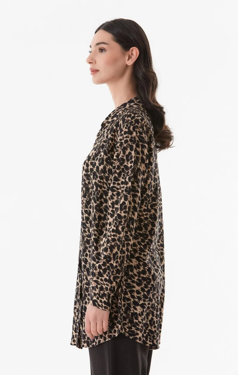 فولامودا Fullamodest Leopard Patterned Plus Size Palazzo Suit