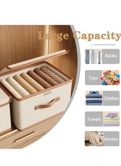 Hanayo 2 Pack Storage Bins with Lids, Collapsible Closet Organizer Container, Fabric Organizer Box with Handles, Decorative Storage Boxes with Lids for Organizing Clothes, Books, File, White  - Image 3